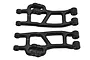 Two black RPM heavy-duty rear suspension arms for RC vehicles, shown from a top-down perspective against a white background.
