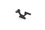 A black anodized aluminium HD lower bulkhead for XRAY RC cars, showing mounting holes and a gear housing cutout.