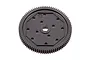 A black plastic 84-tooth spur gear for RC cars, shown from a top-down perspective against a white background.