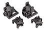 Team Associated Rival MT10 front and rear gearbox case set, including two main gearbox housings and two matching cover plates in black plastic.
