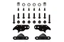 A hardware kit for Team Associated LED light bars, including metal mounting brackets, screws, nuts, spacers, and washers arranged on a white background.