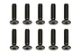 Ten black metal 2.5x10mm countersunk head screws with hex drive sockets, arranged in two rows of five against a white background.