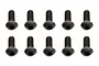 Ten black metal button head screws with hex drive sockets arranged in two rows of five against a white background.