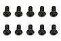Ten black button head screws with hex drive sockets arranged in two rows of five on a white background.