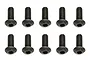 Ten black Team Associated 3x8mm button head screws arranged in two rows of five on a white background.