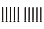 Ten black button head screws arranged in two rows of five against a white background.