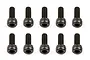Ten black metal cap head screws arranged in two rows of five against a white background.