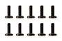 Ten black metal countersunk head screws arranged in two rows of five against a white background.