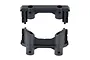 Two black plastic bumper mount components for the Element RC Enduro chassis, shown from different angles against a white background.