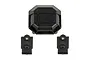 A black plastic differential cover and two matching lower 4-link mounts for an Element RC Enduro chassis, shown against a white background.