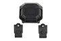 Element RC Enduro differential cover and two lower 4-link mounts made of black molded plastic, isolated on a white background.