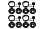 A set of four Element RC 1.55 inch Enduro Urbine black beadlock rims, including wheel faces, barrels, hubs, and assembly screws, arranged on a white background.