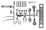 A set of silver-coloured plastic RC body accessories on sprues, including mirrors, wipers, and mounting hardware, isolated on a white background.