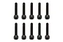 Ten black metal cap head screws arranged in two rows of five against a white background.