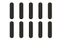 Ten black metal grub screws arranged in two rows of five against a white background.