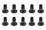 Ten black metal countersunk hex screws arranged in two rows of five against a white background.