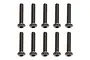 Ten identical black metal button head screws arranged in two rows of five on a white background.