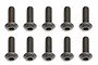 Ten black button head hex screws arranged in two rows of five against a white background.