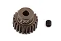 A brown anodized aluminium 22T pinion gear with a small black grub screw, isolated on a white background.