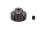 A dark grey 26T pinion gear for RC cars with a matching grub screw on a white background.