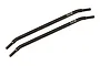 Two black metal steering linkages with threaded ends and FT logos on a white background.