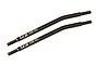 Two Element RC 100mm high clearance steel suspension linkages with threaded ends, featuring laser-etched FT and 100 HC markings.