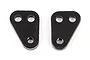 Two black metal shock mount plates for Element RC Enduro IFS suspension, shown against a white background.