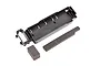 A black plastic Traxxas battery tray with two pieces of grey foam padding on a white background.