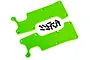 Two bright green Traxxas rear suspension arm covers with a set of small black mounting screws on a white background.