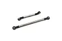 Two stainless steel steering linkages with black plastic rod ends for Tamiya CC-02 RC cars, shown against a white background.