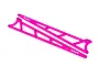 Two bright pink anodized aluminium wheelie bar sideplates for Traxxas RC vehicles, featuring the Traxxas logo.