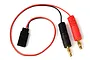 Reedy Power charge lead featuring a Futaba-style connector on one end and two 4mm gold-plated bullet connectors with red and black housings on the other.