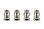 Four silver-coloured metal shock bushings for Element RC Enduro vehicles, arranged in a horizontal row against a white background.