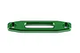 A green anodized aluminium winch fairlead for RC vehicles, featuring a central slot and two mounting holes.