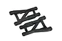 Two black Traxxas heavy-duty rear suspension arms for RC vehicles, shown from an overhead angle on a white background.