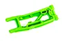 A bright green Traxxas heavy-duty rear left suspension arm for an RC vehicle, shown against a plain white background.