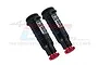 Two black aluminium piggyback shock bodies from GPM Racing with red adjustment knobs, shown against a white background.