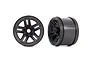 Two black 3.8-inch RC monster truck rims shown from front and side angles against a white background.