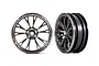 Two Traxxas 2.2 inch Weld Racing satin black chrome front drag rims shown from front and side angles against a white background.