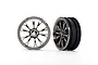 Two Traxxas 2.2 inch Weld black chrome front drag racing wheels for RC cars, shown from front and side angles against a white background.