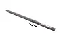 A grey aluminium T-bar chassis brace for Traxxas RC vehicles, shown with two black mounting screws on a white background.