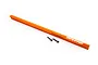 Traxxas orange anodized aluminium T-bar chassis brace with two black mounting screws on a white background.