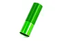 A single green anodized aluminium shock body for a Traxxas RC vehicle, featuring a threaded upper section.