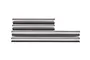 Four silver metal hinge pins of varying lengths arranged horizontally against a white background.