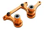 Traxxas orange anodized aluminium steering bellcrank and drag link assembly with pre-installed bearings.