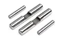 A set of four metal differential shafts for an RC car, including two longer shafts with a flat notch and two shorter plain cylindrical pins.