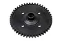 A black metal 46-tooth spur gear for RC vehicles, shown from a top-down angle against a white background.