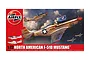 Airfix 1/72 scale North American F-51D Mustang plastic model kit box art showing two silver fighter planes in flight against a cloudy sky.