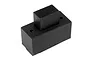 A black rubber dust-proof switch cover for an RC car, shown from a high-angle perspective against a white background.