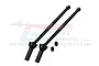 Two black GPM Racing carbon steel front CVD driveshafts with two small grub screws, displayed against a branded background.